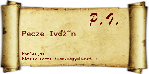 Pecze Iván névjegykártya